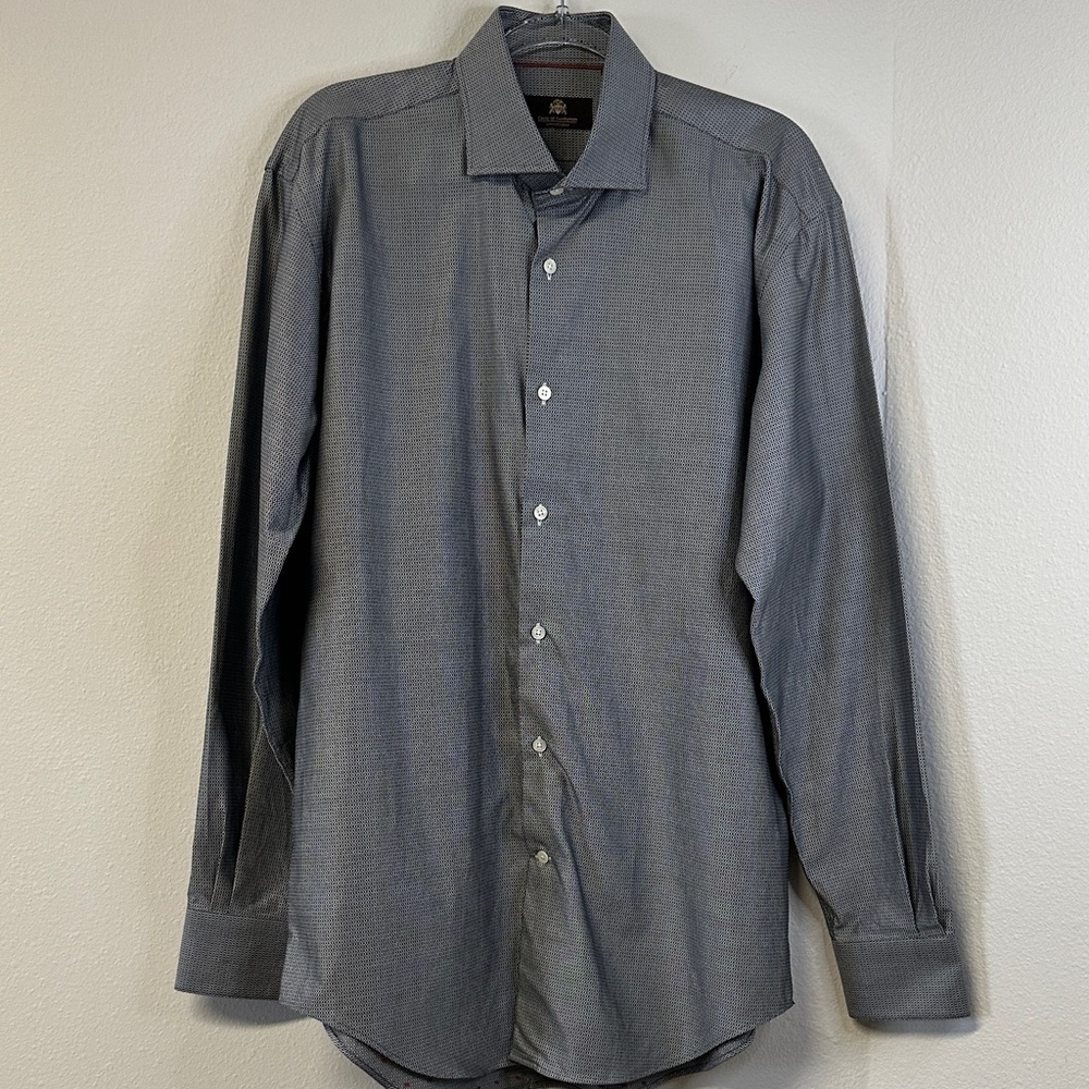 Circle of Gentlemen Gray Cotton Men's Button Dress Shirt Size 42/16.5 Neck